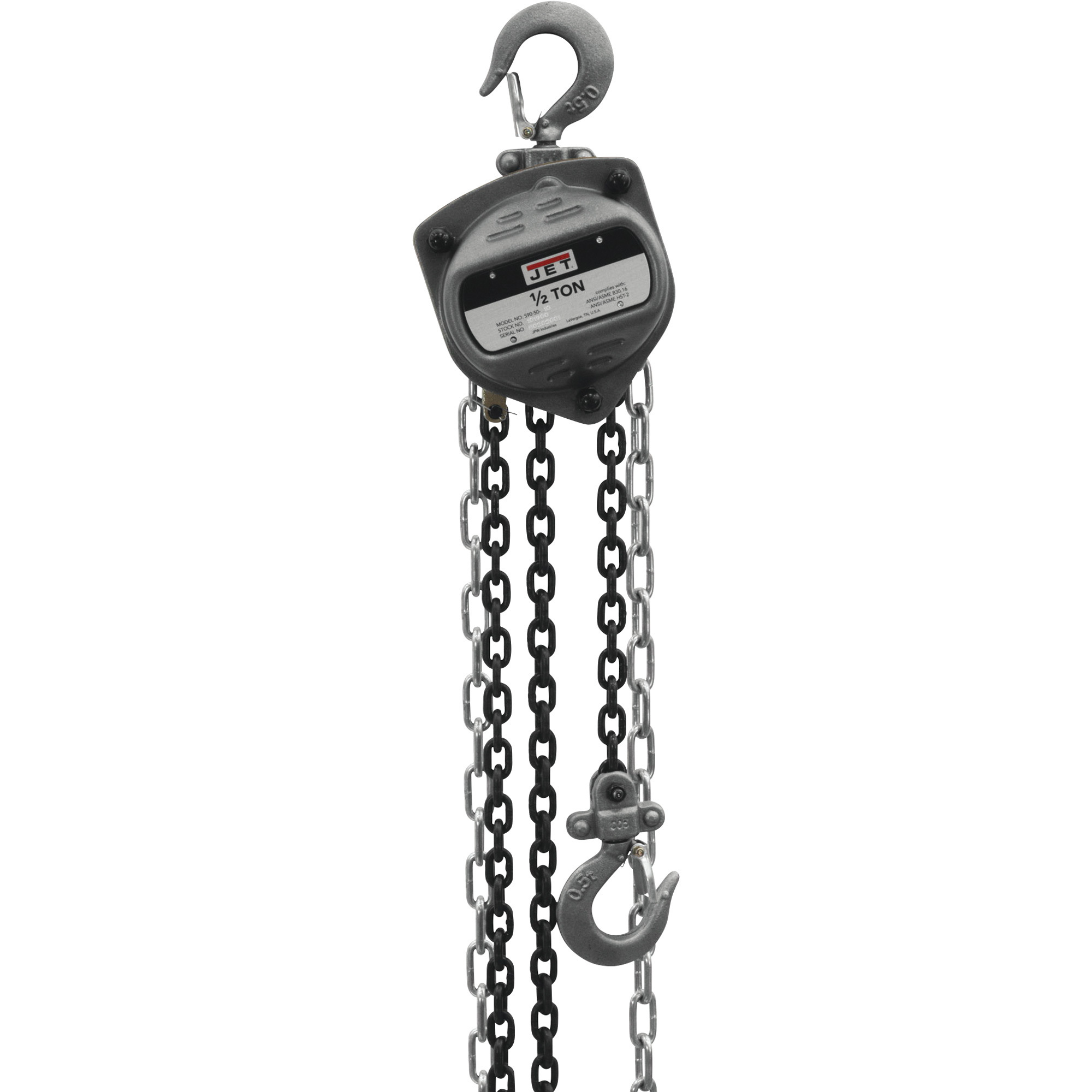 JET S90 Series Manual Chain Hoist, 1/2-Ton Capacity, 20ft. Lift, Model# S90-50-20